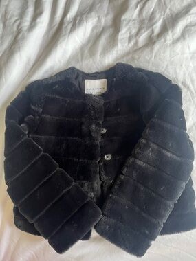 Janie and Jack Black Faux Fur Puffer Jacket